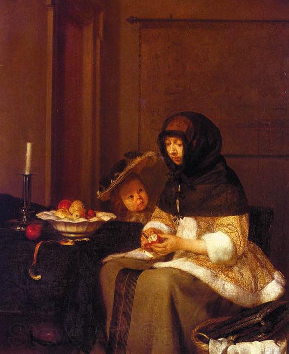 Gerard Ter Borch Woman Peeling Apples Norge oil painting art